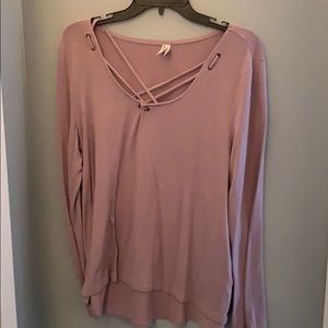 purple long sleeve shirt